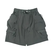 アウトドア機能性 日本風ビンテージ タッチ素材 多ポケット作業用ショートパンツ【日常使い・フィット・膝上丈】