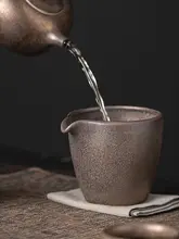 大容量のレトロ陶器公道杯【金色釉・家庭用】