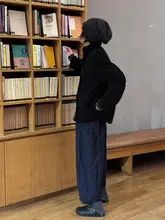 浪清 レディース冬用キルトチェックパンツ【厚手・ワイドボトム・保温】
