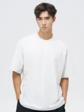 長綿混紡のボクシーシルエットTシャツ【男性用・ゆったりデザイン・日常使いに最適】（セットアップ対応）