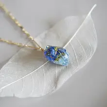 ネックレス ジュエルモチーフ UVレジン アジサイ 押し花 14KGF 水洗い可能 「miraflora」