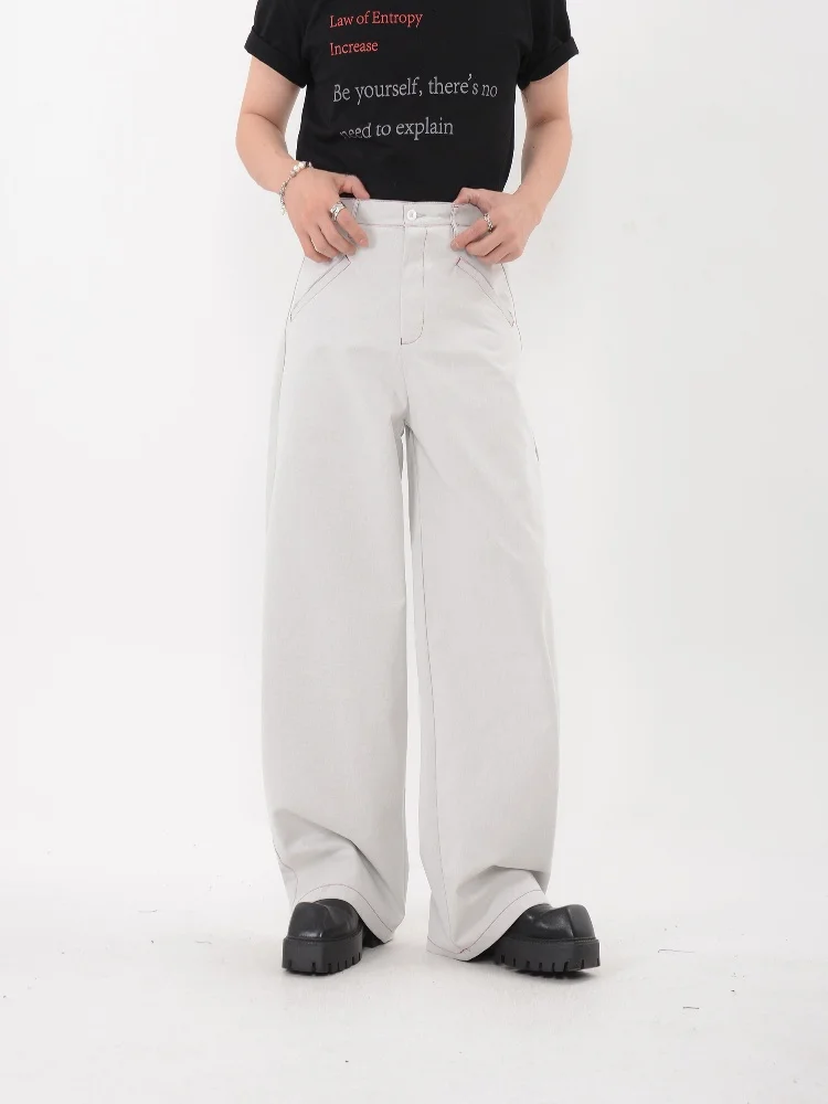 ワイドデニム メンズ おすすめモデル：LUCE GARMENT クリーンフィットデザイン ワイドレッグデニムパンツ