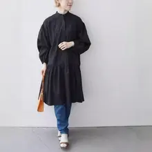 春夏用Aライン長袖シャツワンピース【極上の柔らかさ・スリムフィット・大人のコーディネート】