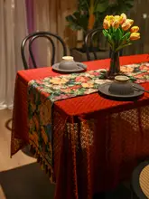 アメリカンビンテージ風オイルペイントテーブルランナー【フランス風・エレガントデザイ ン・マルチユース】