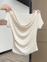 女性用ワンショルダー短袖Tシャツ【夏用・フィット感がある・ウエストシェイプ・美しいデザイン】