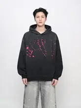 パーカー メンズ 厚手 ウォッシュ加工 ダメージ加工 グラデーション カラーブロック アメリカン風 ストリート デザイン性 「Mz」