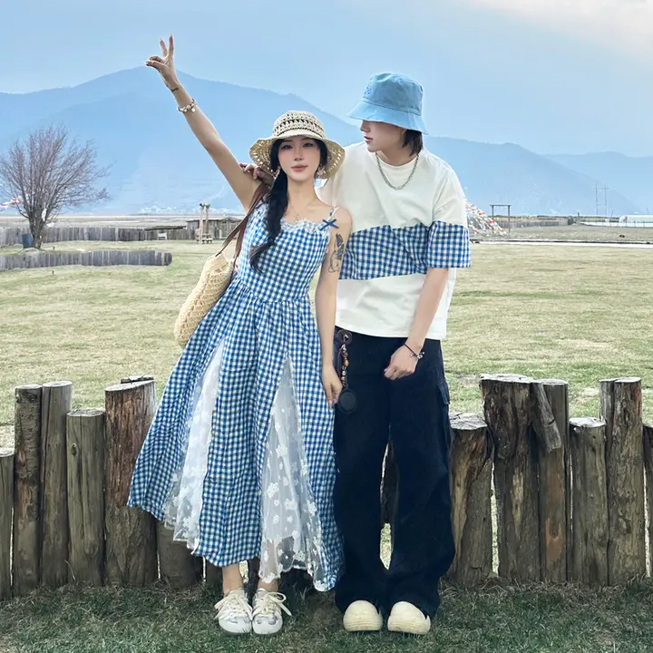 夏用ペアコーディネート【ロングスカート・カジュアルなデザイン・ビーチリゾートに最適】（セットアップ対応）