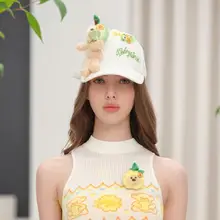 草苺・パイナップル・リンゴのクマのぬいぐるみ付きキャップ【コラボデザイン】（セットアップ対応）