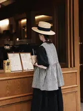 夏用 レディースチェック柄Vネックベスト【カジュアル・フィット感・かわいいデザイン】