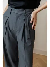 高級感漂うリボンデザインのダブルブレストパンツ【春夏用・中高腰・体型カバー  ・レディース】（セットアップ対応）