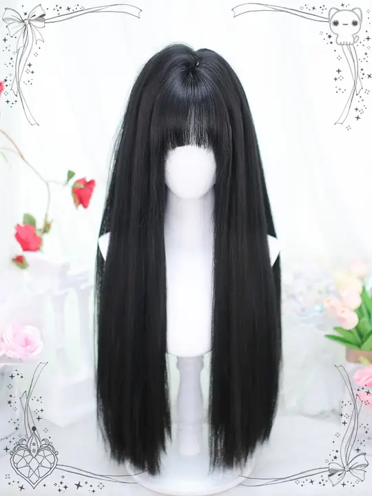 ロリータ風 女の子用ロングウィッグ【フルヘッド・コスプレ用・日系デザイン】