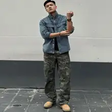 多ポケット迷彩工装パンツ【アメリカンスタイル・ウォッシュ加工・ルーズフィット】（セットアップ対応）