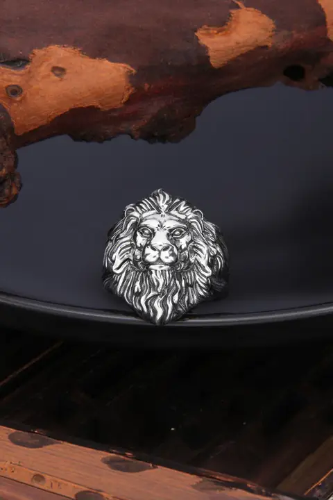 S925純銀のライオンヘッドリング【メンズ・ビンテージ風・開口デザイン】
