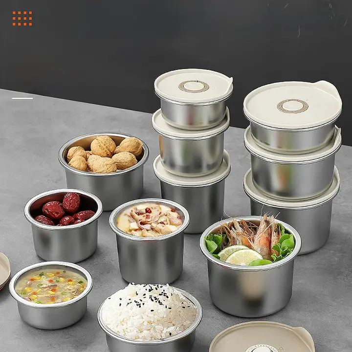 304ステンレス製ランチボックス【フードグレード・密閉型・電子レンジ対応・スープボウル付き】