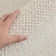 リビング用高級無地カーペット【フェイクウール・クリーム色・大サイズ・テーブルマット・猫の爪防止】