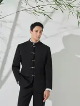 春夏用 中華スタイル メンズジャケット【立襟デザイン・ウェディング対応】（セットアップ対応）