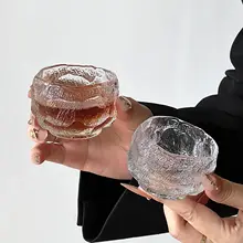 侘寂風デザインのヴィンテージ小酒杯【ガラス製・一口用・功夫茶用】