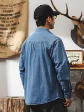 アメリカンレトロデニムシャツ【長袖・ゆったりサイズ・カジュアル・ワークウェア】（セットアップ対応）