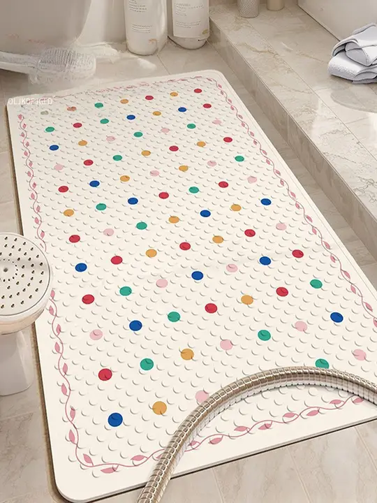 シンプルデザインの防滑バスマット【PVC製・防水・子供用・シャワールーム適用】