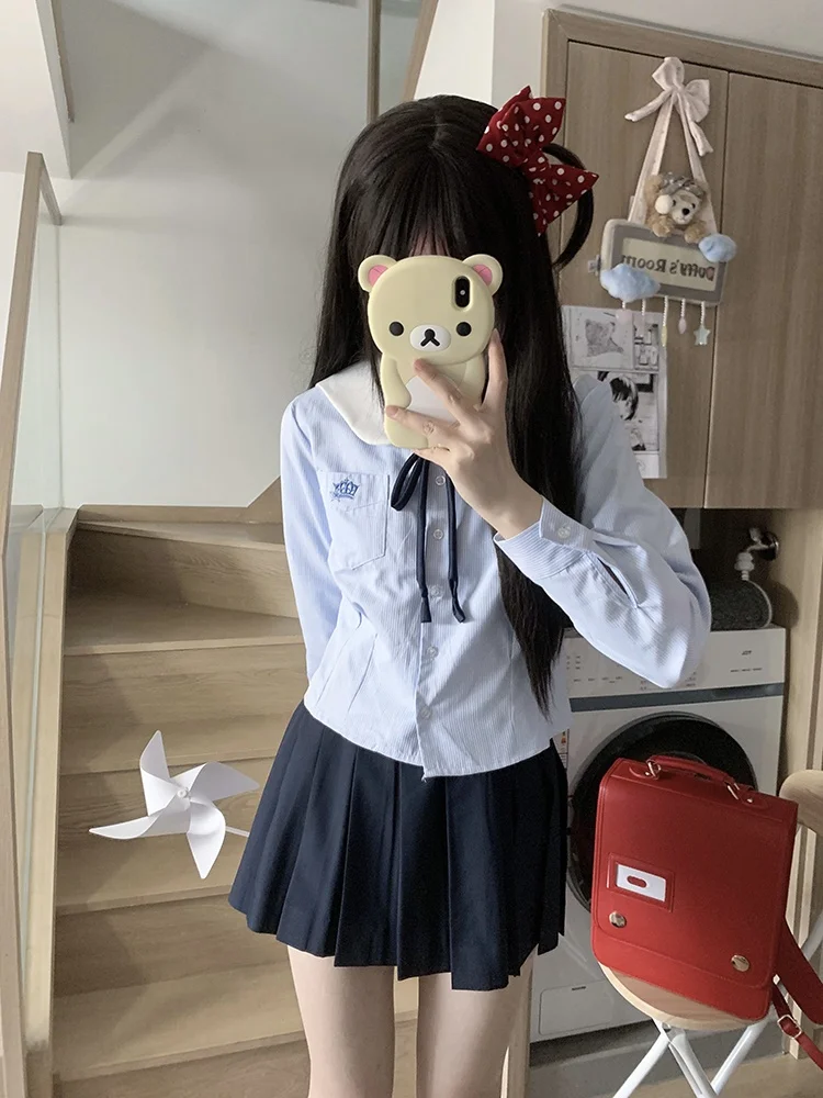 東京歳時記 JK制服オリジナルデザイン シャツワンピースセット：秋の学院風スタイルの実用性と着こなしのバランス