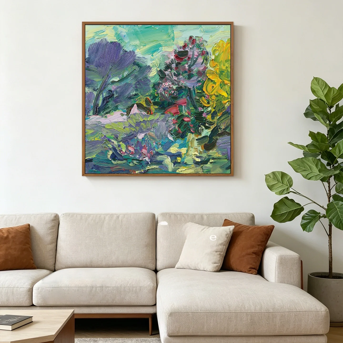 春の花が咲く中華風オフィス用手描き油絵：風景画 インテリアの選定基準と実際の適用シーン