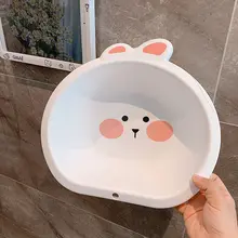 子供用プラスチック製うさぎ型洗面器【かわいいデザイン・軽量・PP素材】