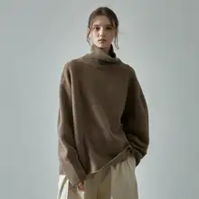 無地ハイネックニットトップス【極上の柔らかさ・春用・リブ編み・女性用】