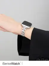 アップルウォッチ用メタルバンド【高級感あるダイヤモンド風ジルコニア・フィッシュテールデザイン・女性用・夏向け】（セットアップ対応）