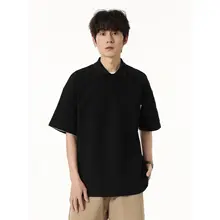 ポロシャツ メンズ 半袖 無地 アメリカン風 ルーズ 夏 カジュアル 「YOKE STUDIO」