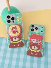 スマホケース iPhone対応 くまのPippa柄 フルカバー 光沢 マグネット スタンド付き ギフト ガーリー