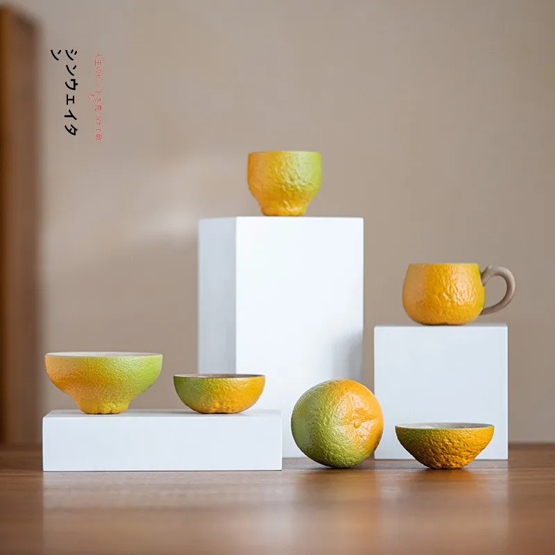 大吉大利 柑橘デザイン 陶製ティーカップ：おしゃれな家庭用茶碗の実用性とデザイン特性