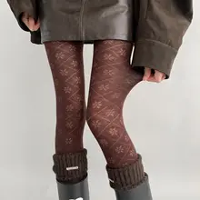 レトロデザイン！春秋用 脚のシルエットを引き立てる 網目の連パンストッキング【ブーツにぴったり】