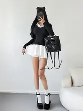 風車と矛のデザイン！長袖ニットワンピース【ウエスト絞り・プリーツスカート・春用】（セットアップ対応）