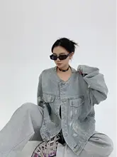 秋用 レディースデニムジャケット【刺繍デザイン・ショート丈・ビンテージ風・ルーズフィット】