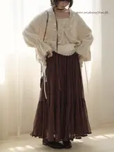 デザイン性のあるレースAラインチュールスカート【秋用・女性向け・スタイルアップ】