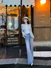 余潇潇 ウール混合編み模様のカラフルな女性用コート【パリ風・クラシックデザイン】