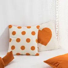 デザインクッションカバー【ベルベット・円形・ハート柄・インテリア用】