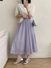 夏用 ハンバンスタイル 薄手マキシスカート【ゆったりしたシルエット・Aライン・透け感あり】