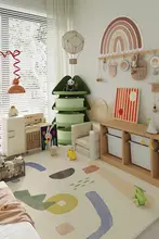 ジオメトリック柄の防水カーペット【子供部屋・厚手・短毛】