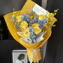 七色のビオライエローシリーズ包装紙の花束【手作りフラワーアレンジ用・資材】