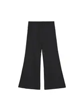 感漂うブラック加絨ワイドパンツ【秋冬用・微喇デザイン・女性用】