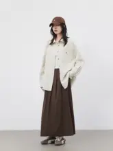 文芸的な雰囲気のマット仕上げロングスカート【フィット・ドレープ感あり・ウエストゴム】