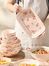食器セット 陶器 丼ぶり 皿 クリームトーン パステルピンク 桃の花柄 可愛い 食卓 「JOJO'S L. PD.bid.」