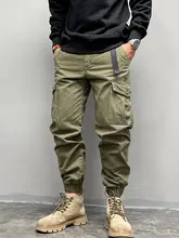メンズ コットン製 水洗い加工 ワークパンツ【アウトドア用・耐摩耗・多ポケット・ゆったりストレートタイプ】