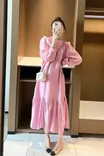 優雅なデザインのピンクティーパーティードレス【秋用・ドレープデザイン・軽やかな雰囲気】
