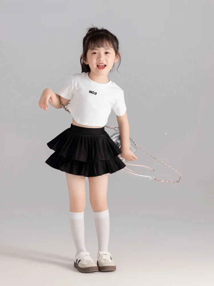 女の子用夏用半袖ワンピースとパンツの2点セット：ぽっちゃりスタイルに最適なカジュアルコーデ