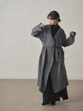 フリルカラーのロングカーディガン【厚手ニット・秋冬用・女性用】