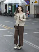 アンクルパンツ レディース コーデュロイ ハイウエスト ストレート プリーツ 裾ロールアップ ヴィンテージ 小柄さん向け 春