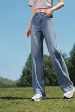 レディース デニムパンツ【ライセリエ混・ワイドレッグ・レトロスタイル・脚長効果】（セットアップ対応）