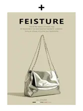ショルダーバッグ レディース シルバー チェーン付き シンプル 上品「FEITURE」